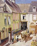 Sir William Orpen The Courtyard,Hotel Sauvage,Cassel,Nord Spain oil painting artist